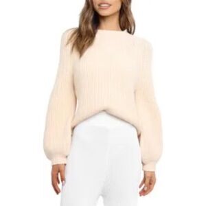 Petal & Pup London Blouson Sleeve Sweater Beige Size S/M